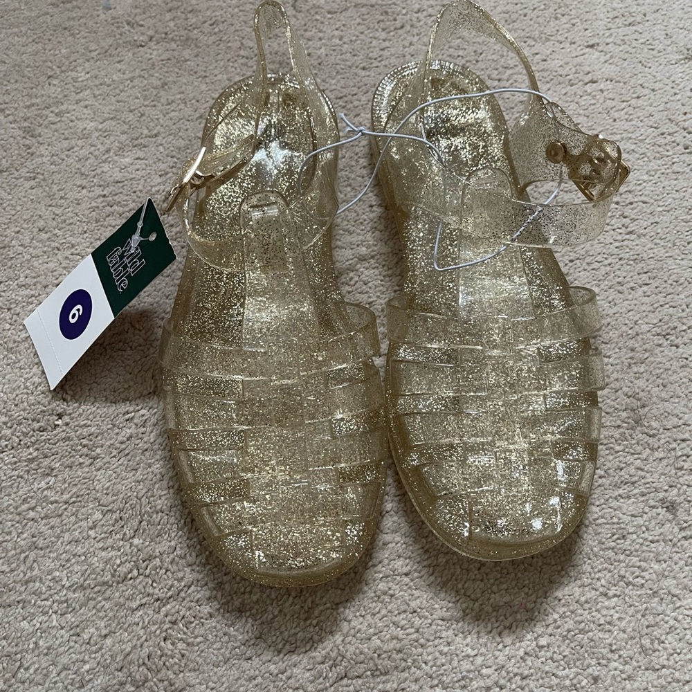 Glittery Gold Jelly Sandals